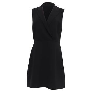 Theory Wrap-Effect Mini Dress in Black Triacetate
